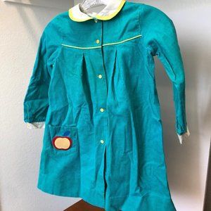 Vintage 80s kids corduroy dress turquoise, apple